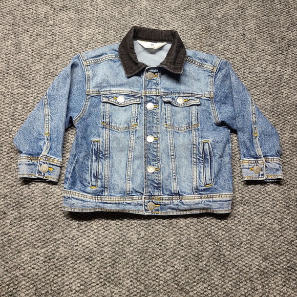 H&M Other - HM Kids Blue Denim Jacket Black Corduroy Collar Snap Front Size 3-4T 912939